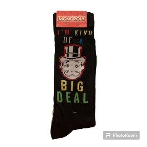 Monopoly 2 Pack Men Boys Shoe Size 6-12 Socks NEW
